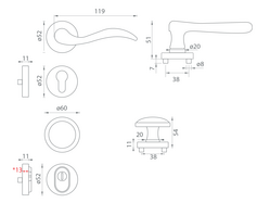 Kľučky na spevnených okrúhlych rozetách s prekrytím vložky Zlatý Mariani