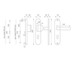 Kľučky na bezpečnostných oválnych štítoch bez prekrytia vložky Čierny AXA