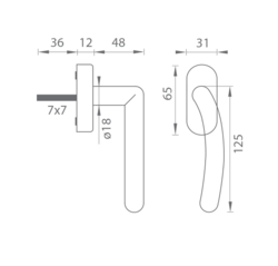 Oválne kľučky na okná Strieborný Tupai