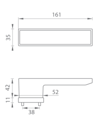 Kľučky na obdĺžnikových rozetách Strieborný Tupai