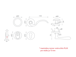 Kľučky na spevnených okrúhlych rozetách s prekrytím vložky Sivý Mariani