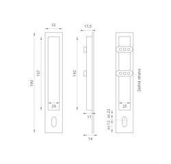 Mušle a madielka na posuvné drevené dvere Strieborný PR