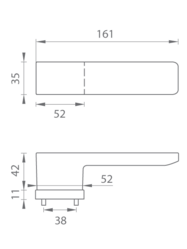 Kľučky na obdĺžnikových rozetách Strieborný Tupai