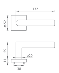 Kľučky na hranatých rozetách Čierny Tupai