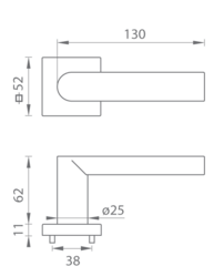 Kľučky na hranatých rozetách Strieborný Tupai