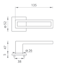 Kľučky na hranatých rozetách Strieborný Tupai