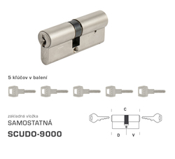 AGB - Vložka SCUDO 9000 S obojstranná cylindrická vložka 30+40 mm + 5x kľúč
