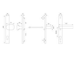 Kľučky na spevnených hranatých úzkych štítoch bez prekrytia vložky Hnedý WA