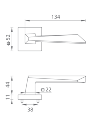 Kľučky na hranatých rozetách Strieborný Tupai