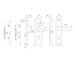 Kľučky na bezpečnostných hranatých štítoch bez prekrytia vložky Biely AXA