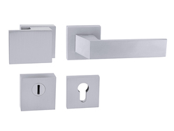 Kľučky na bezpečnostných hranatých rozetách s prekrytím vložky Strieborný Tupai