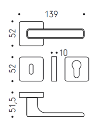 Kľučky na hranatých rozetách Modrý COLOMBO