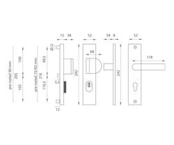 Kľučky na bezpečnostných hranatých štítoch s prekrytím vložky Strieborný AXA