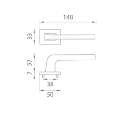 Kľučky na obdĺžnikových rozetách Zlatý APRILE