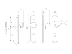 Kľučky na spevnených rustikálnych štítoch bez prekrytia vložky Bronzový Mariani