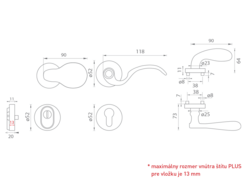Kľučky na spevnených okrúhlych rozetách s prekrytím vložky Bronzový Mariani