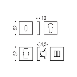 Kľučky na hranatých rozetách Strieborný COLOMBO