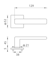 Kľučky na hranatých rozetách Biely Tupai