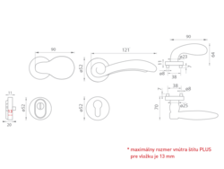 Kľučky na spevnených okrúhlych rozetách s prekrytím vložky Bronzový Mariani