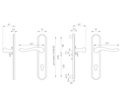Kľučky na spevnených rustikálnych štítoch bez prekrytia vložky Zlatý Mariani