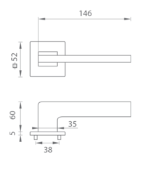 Kľučky na hranatých rozetách Strieborný Tupai