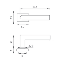 Kľučky na obdĺžnikových rozetách Strieborný SP