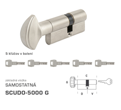 AGB - Vložka SCUDO 5000 S G obojstranná cylindrická vložka 35+30 mm + 5x kľúč