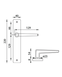 Kľučky na hranatých štítoch Strieborný URFIC
