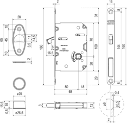 Sety - Zámky, mušle a madielka na posuvné drevené dvere Čierny AGB