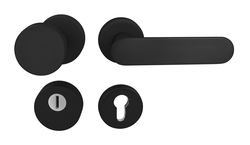 Kľučky na spevnených okrúhlych rozetách s prekrytím vložky Čierny Tupai