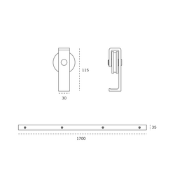 Sety - koľajnice a vozíky na posuvné drevené dvere Čierny JNF
