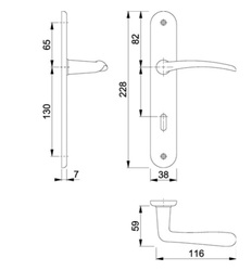 Kľučky na oválnych štítoch Strieborný HE