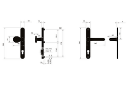 Kľučky na bezpečnostných oválnych štítoch bez prekrytia vložky Čierny MPK