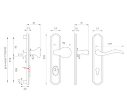 Kľučky na spevnených rustikálnych štítoch s prekrytím vložky Bronzový Mariani