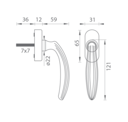 Oválne kľučky na okná Zlatý Tupai