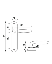 Kľučky na oválnych štítoch Zlatý URFIC