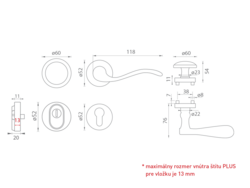 Kľučky na spevnených okrúhlych rozetách s prekrytím vložky Bronzový Mariani
