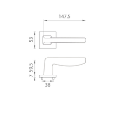 Kľučky na hranatých rozetách Strieborný APRILE