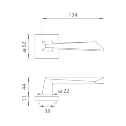 Kľučky na hranatých rozetách Strieborný Tupai