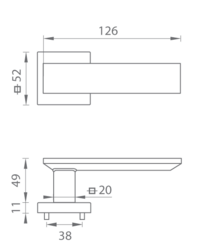 Kľučky na hranatých rozetách Strieborný Tupai