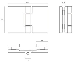 Horizontálne pánty a závesy na sklenené dvere Strieborný JNF