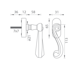Oválne kľučky na okná Zlatý Tupai