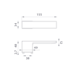 Kľučky na obdĺžnikových rozetách Čierny APRILE