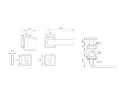 Kľučky na spevnených hranatých rozetách bez prekrytia vložky Strieborný Mariani