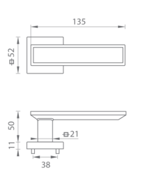 Kľučky na hranatých rozetách Strieborný Tupai