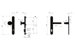 Kľučky na bezpečnostných oválnych štítoch s prekrytím vložky Čierny MPK