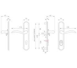 Kľučky na spevnených rustikálnych štítoch s prekrytím vložky Bronzový Mariani