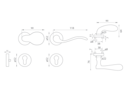 Kľučky na spevnených okrúhlych rozetách bez prekrytia vložky Bronzový Mariani