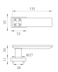 Kľučky na obdĺžnikových rozetách Sivý Tupai