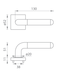 Kľučky na hranatých rozetách Kombinovaný Tupai